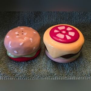 Burger and Cheese Ceramic Salt and Pepper Shakers
